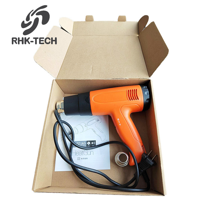 RHK 2024 Industrial Portable 1600W Rear Temperature Control Shrink Wrap Hot Air Heat Gun for Auto Paster, Shrinkable Film