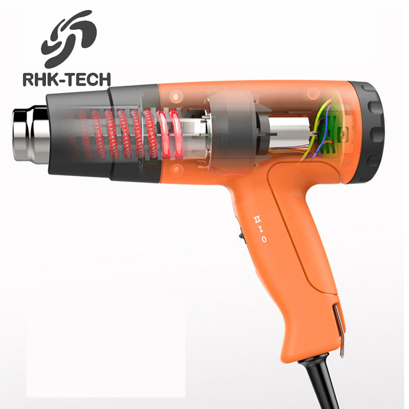 RHK 2024 New Industrial 1600W Rear Temperature Control Packaging Shrink Film Portable Hot Air Heating Gun