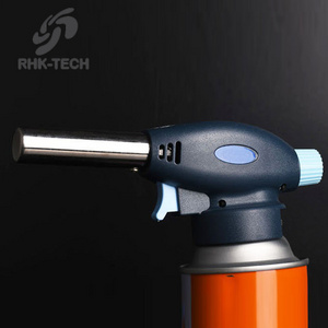 RHK Manual Ignition Flamethrower Baking Camping Outdoor BBQ Kitchen Igniter Flame Gun Mini Blow Butane Gun Gas Torch Lighter