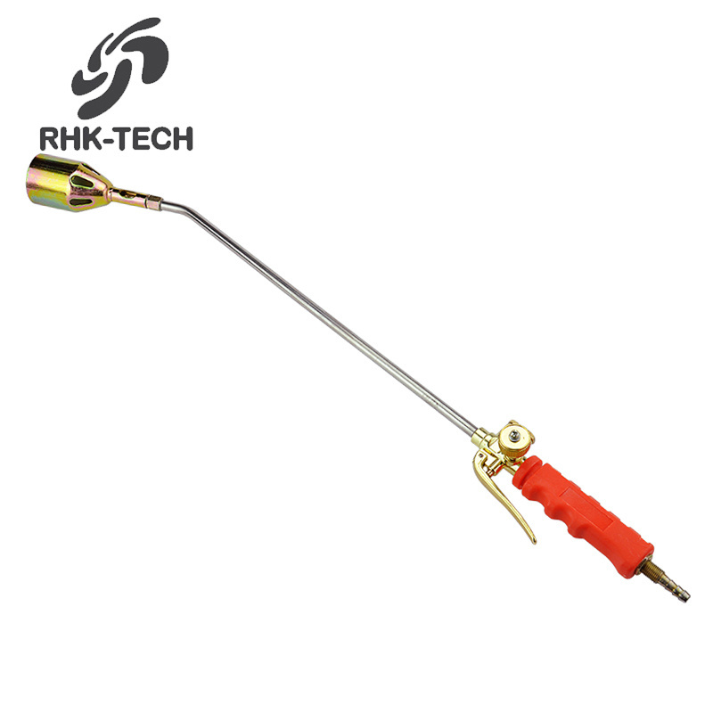 RHK Industrial High Temperature Long Handle Pressure Switch LPG Weed Burner Gas Fire Flame Gun Welding Heating Torch