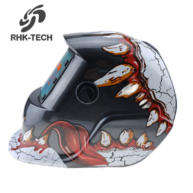 RHK OEM Cheap Custom Stickers Pattern Full Face Auto Darkening Solar Energy Automatic MIG TIG Welding Helmet with Decals