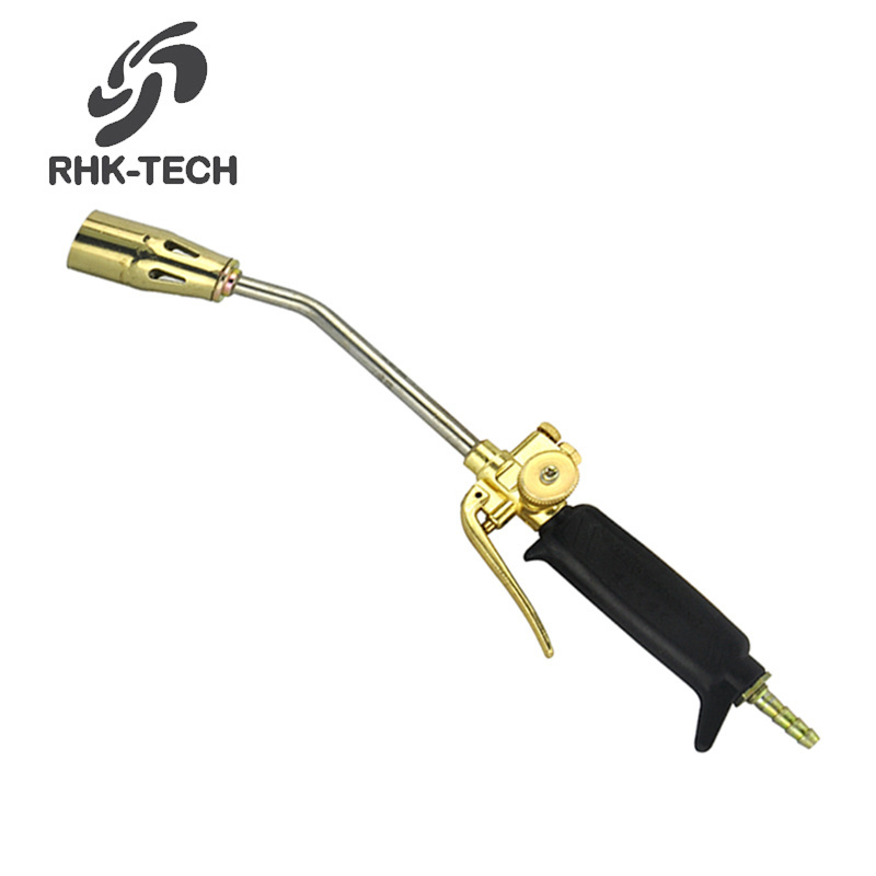 RHK Industrial High Temperature Long Handle Pressure Switch LPG Weed Burner Gas Fire Flame Gun Welding Heating Torch