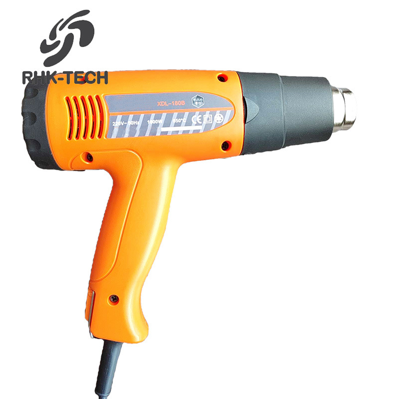 RHK 2024 Industrial Portable 1600W Rear Temperature Control Shrink Wrap Hot Air Heat Gun for Auto Paster, Shrinkable Film