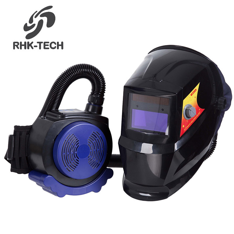 RHK High Quality Cheap Ventilated Automatic Darkening Solar Powered Auto Darking Air Purifying Welding Helmet With Respirator