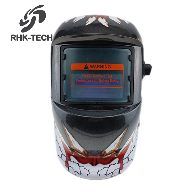 RHK OEM Cheap Custom Stickers Pattern Full Face Auto Darkening Solar Energy Automatic MIG TIG Welding Helmet with Decals