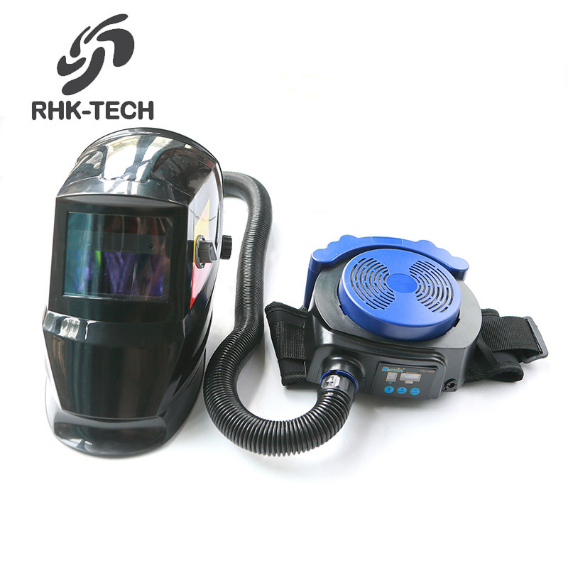 RHK High Quality Cheap Ventilated Automatic Darkening Solar Powered Auto Darking Air Purifying Welding Helmet With Respirator