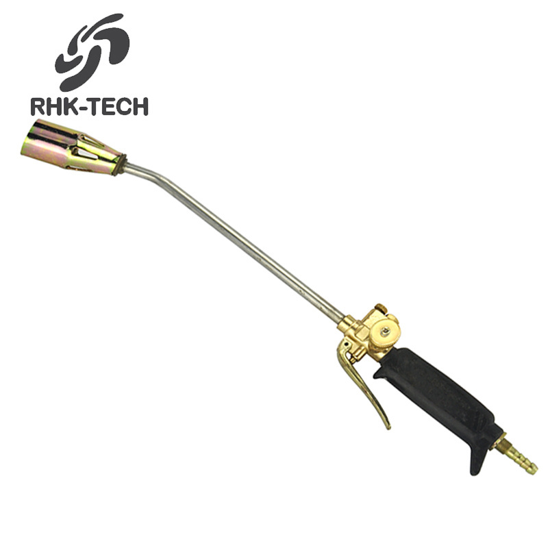 RHK Industrial High Temperature Long Handle Pressure Switch LPG Weed Burner Gas Fire Flame Gun Welding Heating Torch