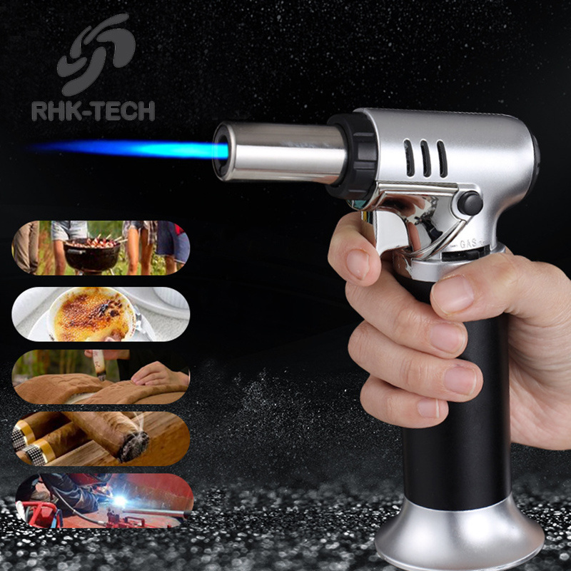 RHK Portable Multifunctional BBQ Kitchen Baking Cigar Lighters Welding Adjustable Flame Gun Refillable Butane Gun Gas Blow Torch