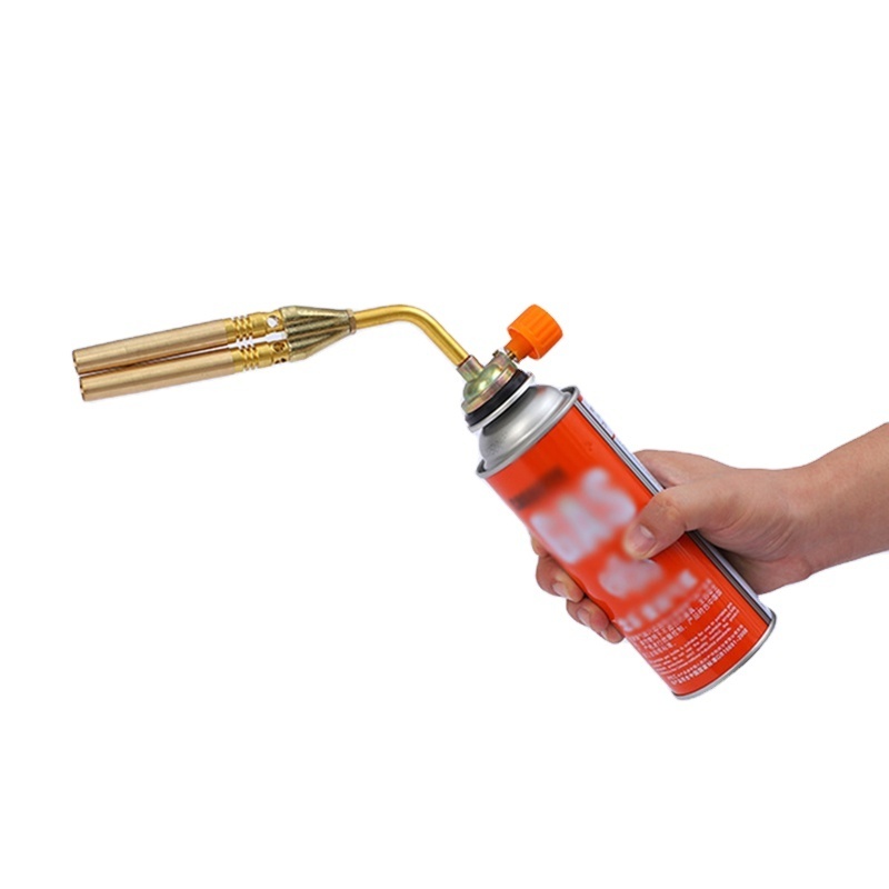 RHK Portable Double Copper Nozzle Manual Ignition Brazing Flamethrower Jet Lighter Butane Gas Welding Torch Burner