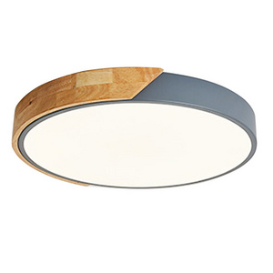 Hot sale modern bedroom round wooden fixture ultra-thin led ceiling lights for living room