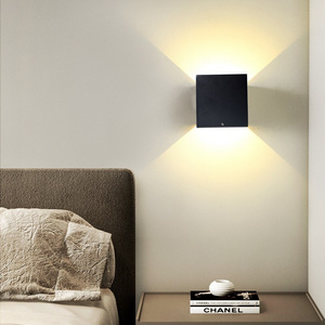 Modern led square indoor home decoration wall light usb rechargeable smart sensor wall light