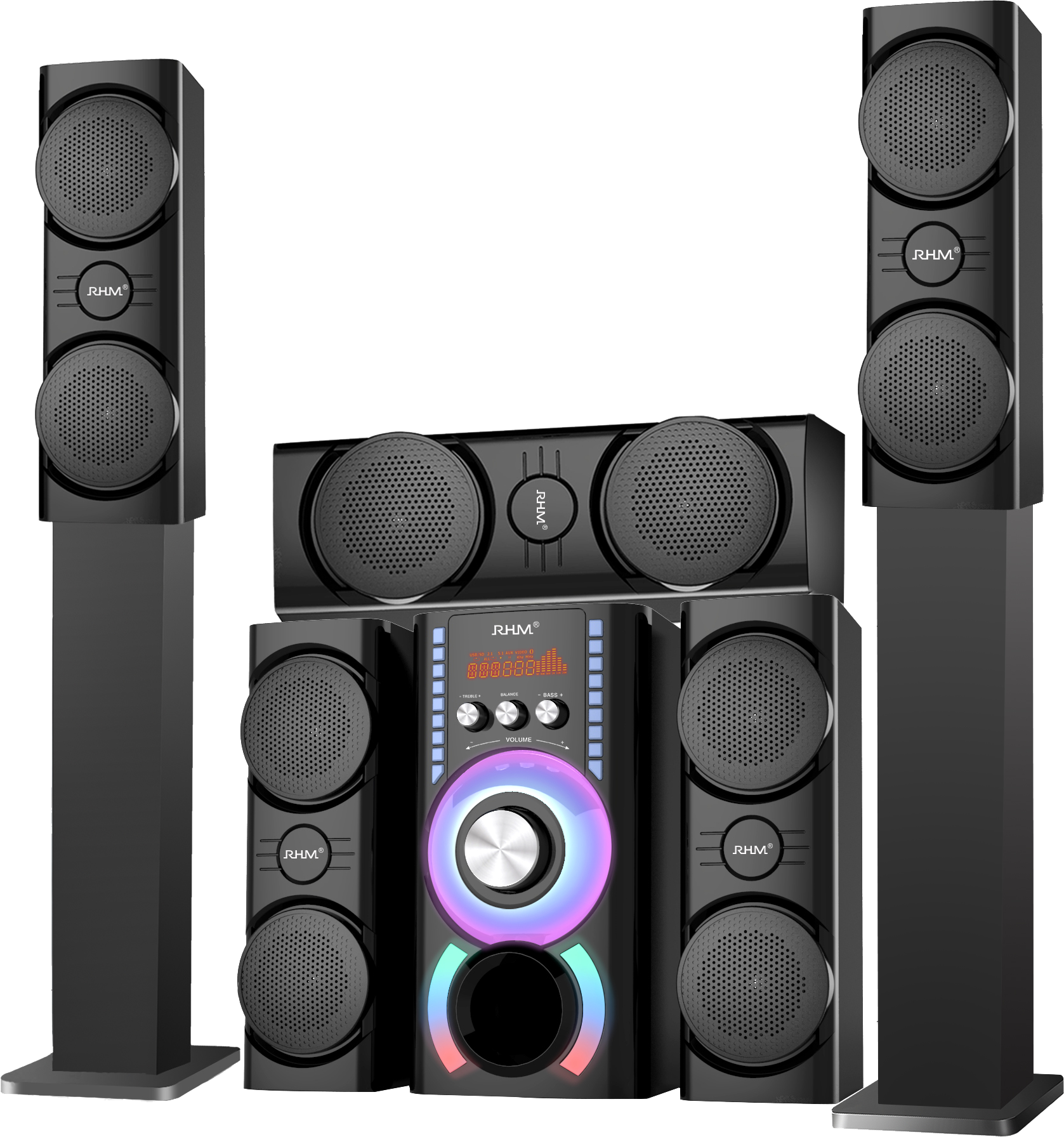 Theatre Sound Speaker Home Theatre System for Sale RHM RM-AV9137H Wooden Karaoke 5.1 Tower Home Remote Control Wireless System