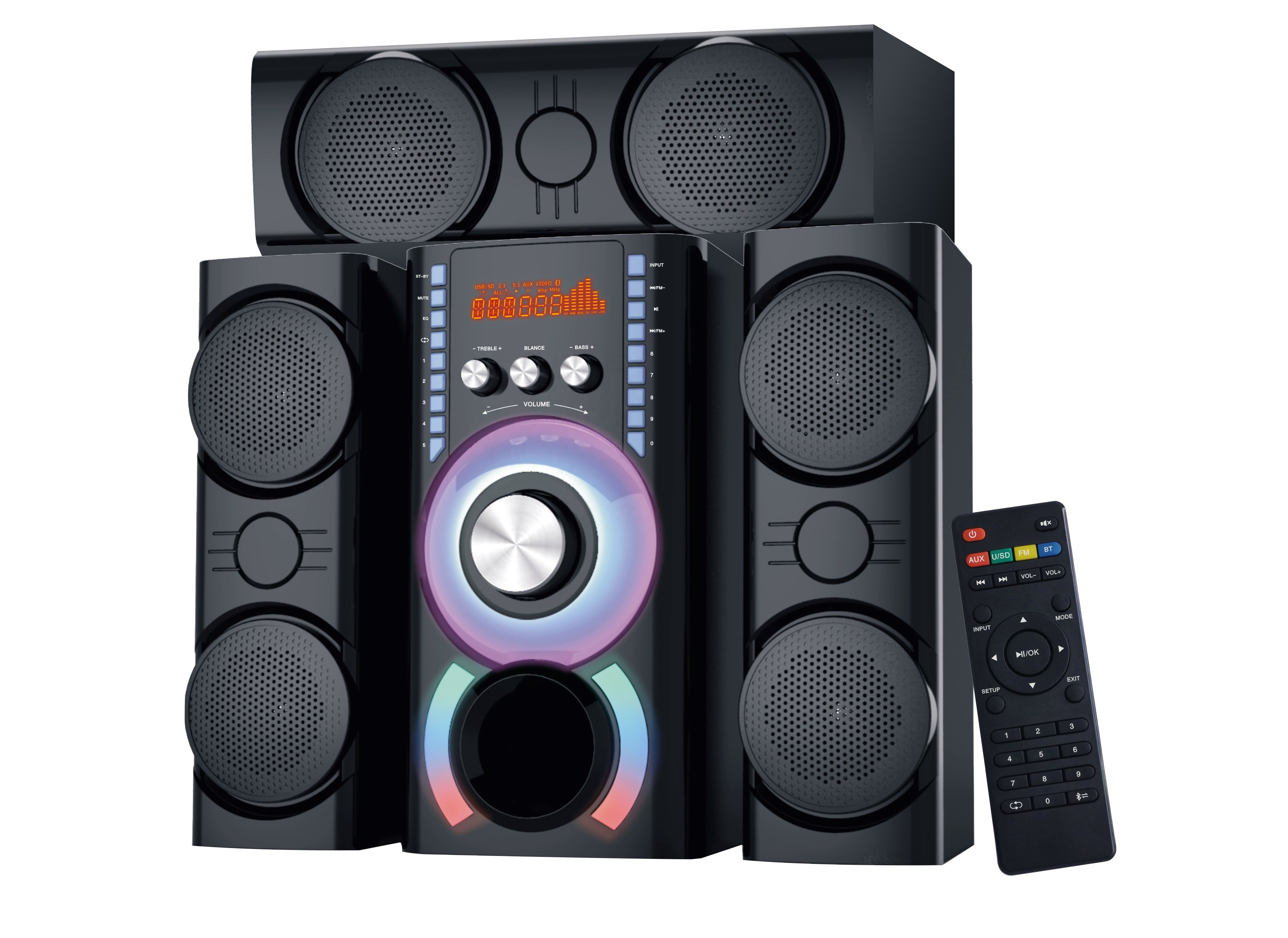 Theatre Sound Speaker Home Theatre System for Sale RHM RM-AV9137H Wooden Karaoke 5.1 Tower Home Remote Control Wireless System