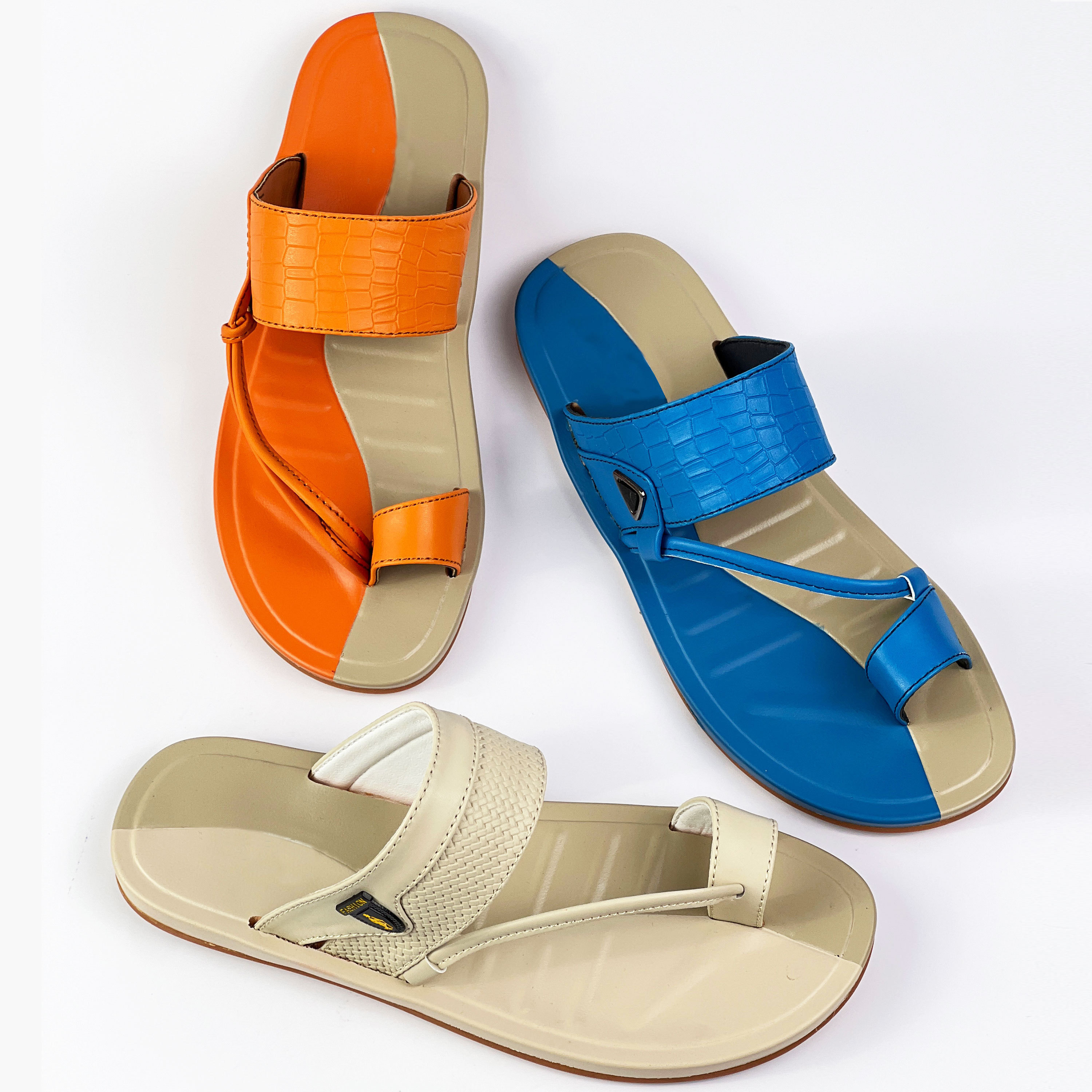 Wholesale high quality PU Africa style shoe white orange blue outdoor indoor soft arabic casual sandals slippers for men