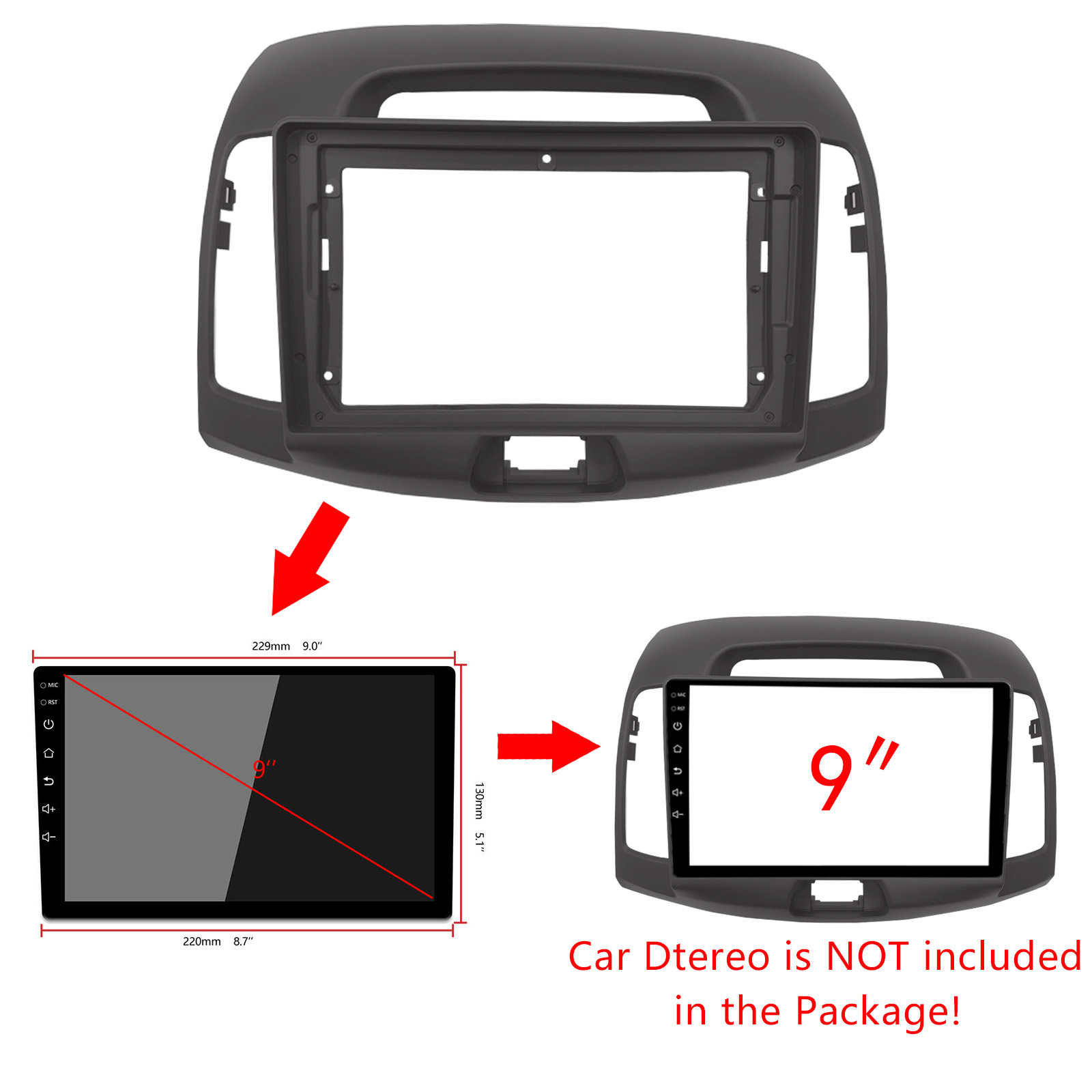 for Hyundai elantra 2008-2010  Multimedia player car accessories radio video dashboard panel Audio Stereo Installation Frame