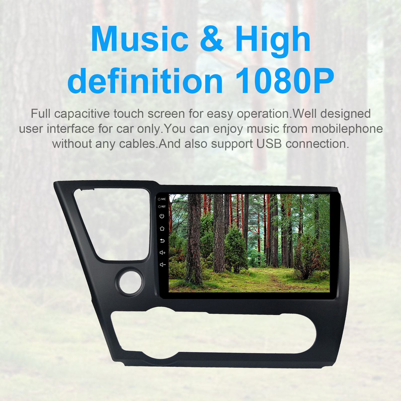 For Honda Civic 2013 -2015 High Definition 1024 x 600 pixel Quad Core 2+16GB GPS Navigation 9 inch Android Car DVD Player