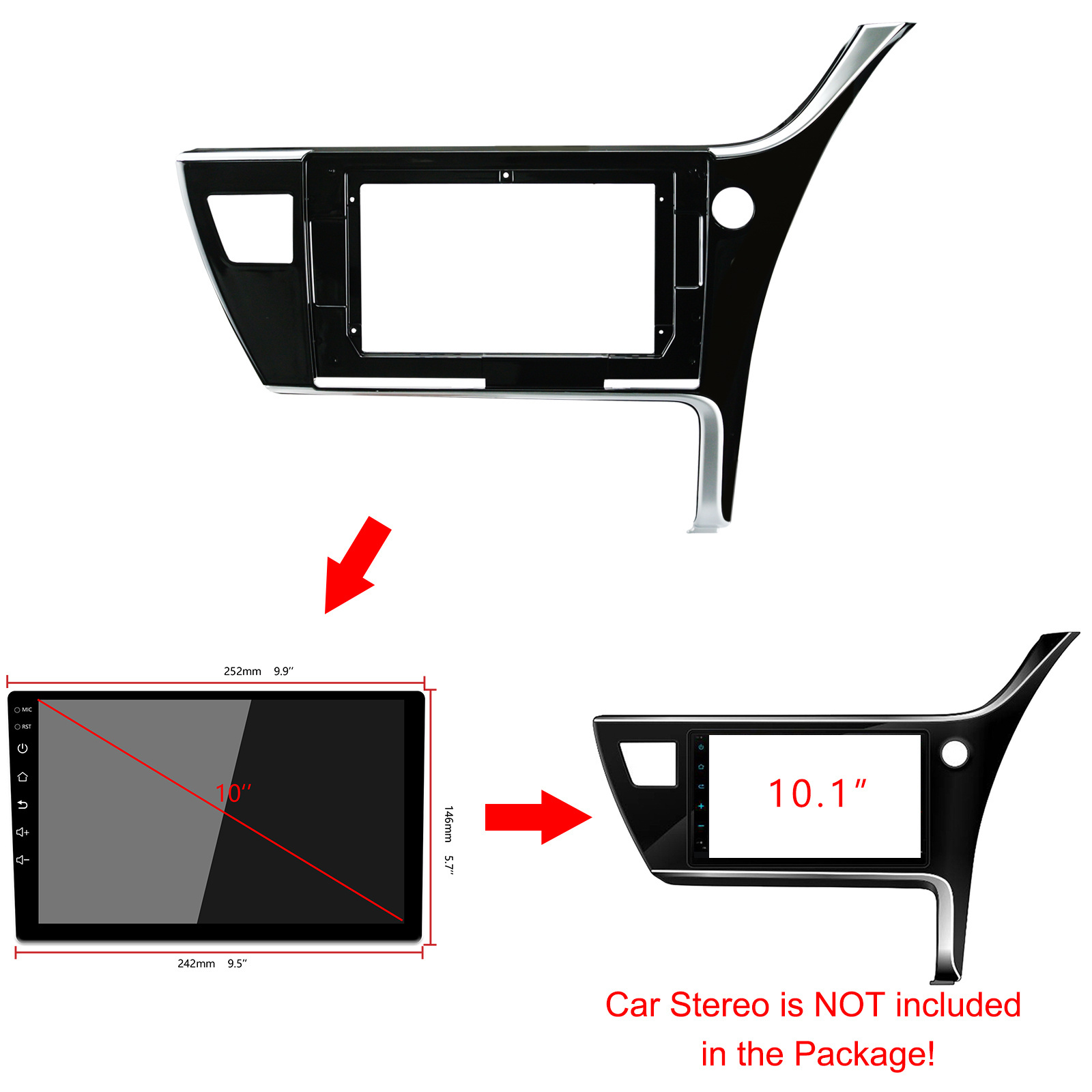 Auto Radio Video Installation Fascia Frame 10.1