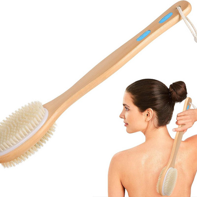 Body Brush Back Scrubber for Shower Long Handle Bathing Brush with Soft and Stiff Bristles