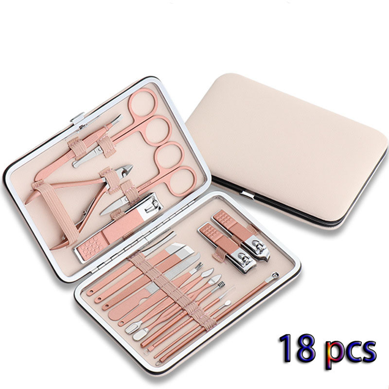 7 pcs to 18 pcs Professional manicure tools stainless steel nail clipper manicure gift set