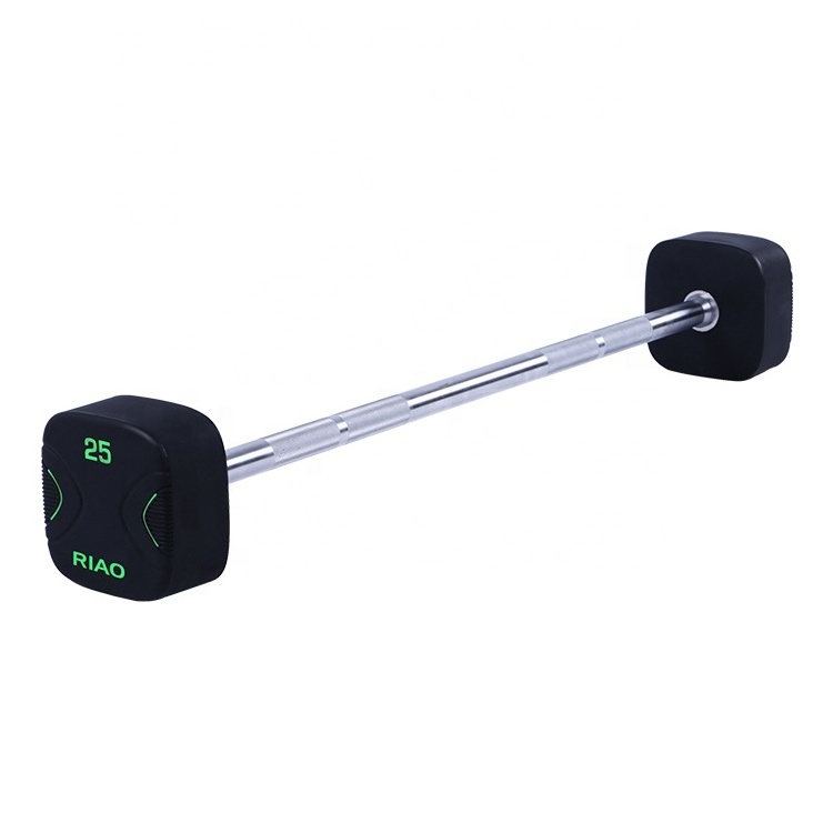 RIAO Gym Straight or Curl Handle PU Weight Lifting Barbell