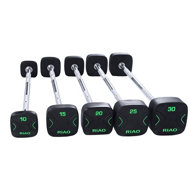 RIAO Gym Straight or Curl Handle PU Weight Lifting Barbell