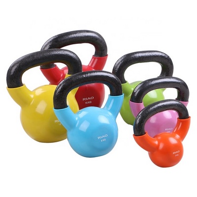 Custom Gym Fitness Colorful Cast Iron Kettlebell Vinyl Kettle Bell Set