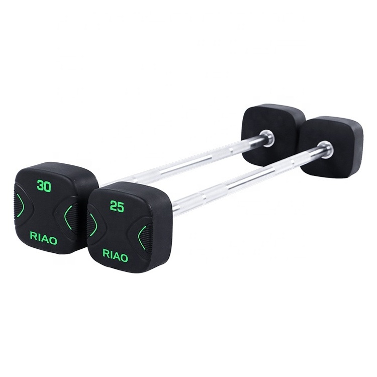 RIAO Gym Straight or Curl Handle PU Weight Lifting Barbell