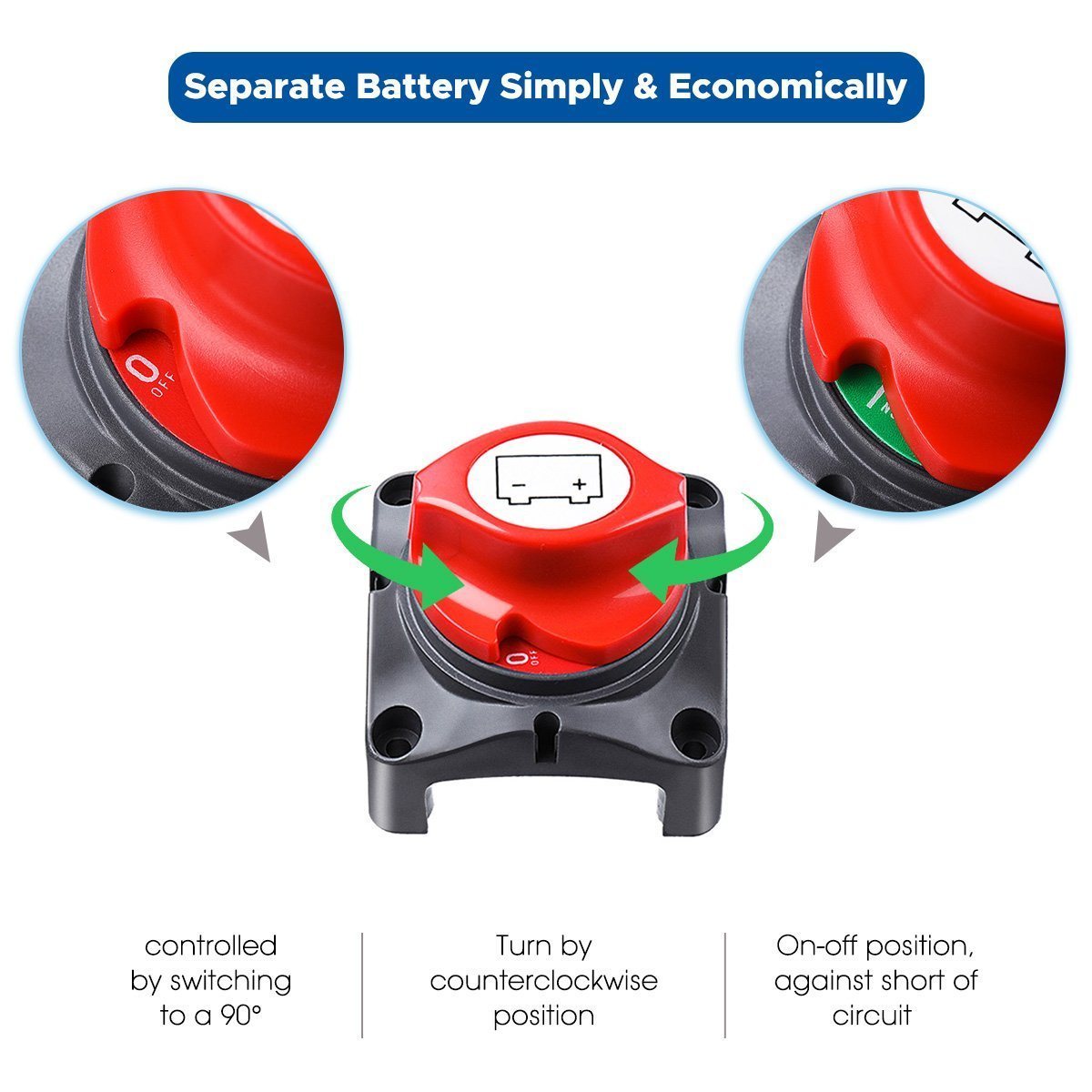 Battery Disconnecter Switch RV 12V 60V 100A 300A Disconnect Rocker Rotary Mass Switches for Marine Boat Yacht Truck