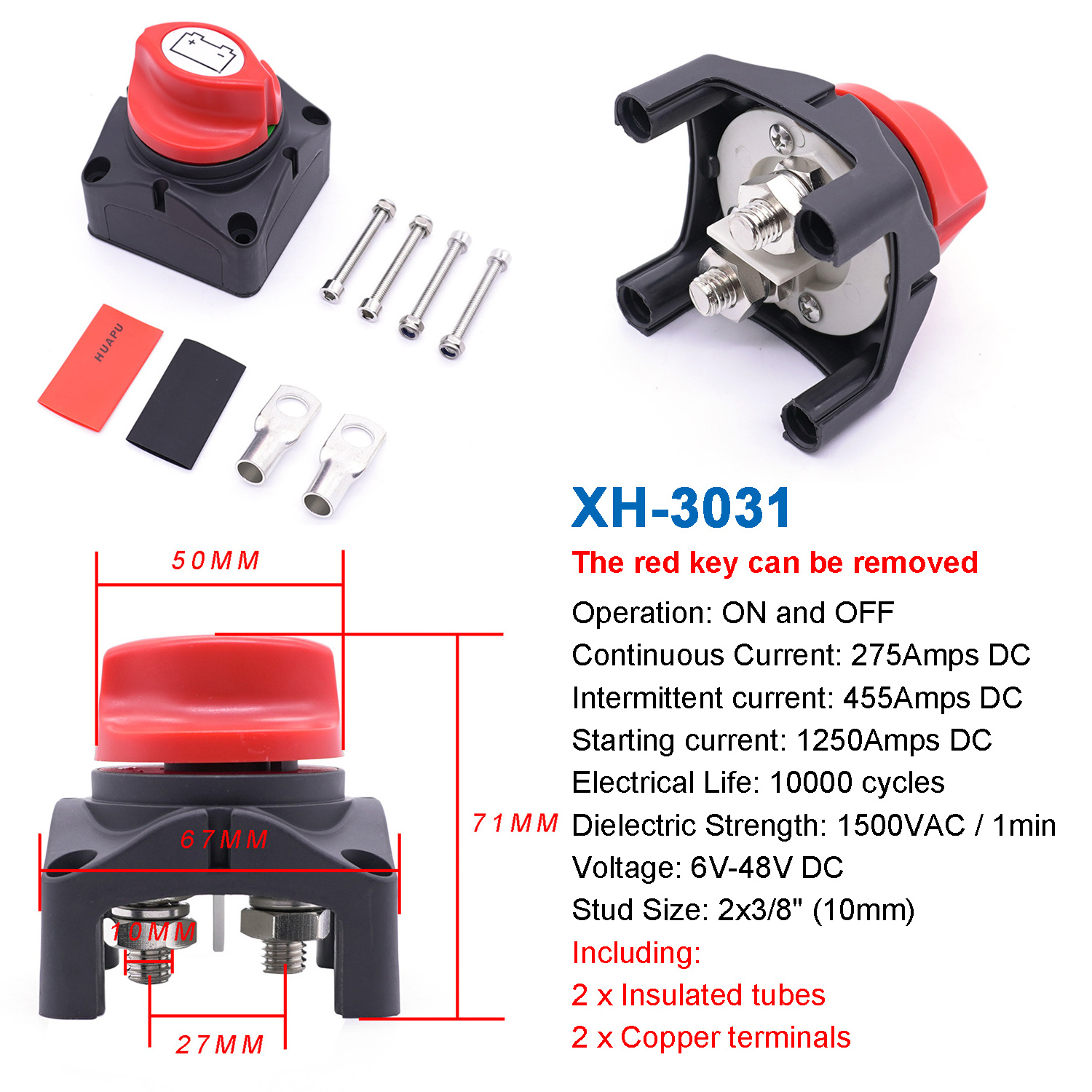 Battery Disconnecter Switch RV 12V 60V 100A 300A Disconnect Rocker Rotary Mass Switches for Marine Boat Yacht Truck