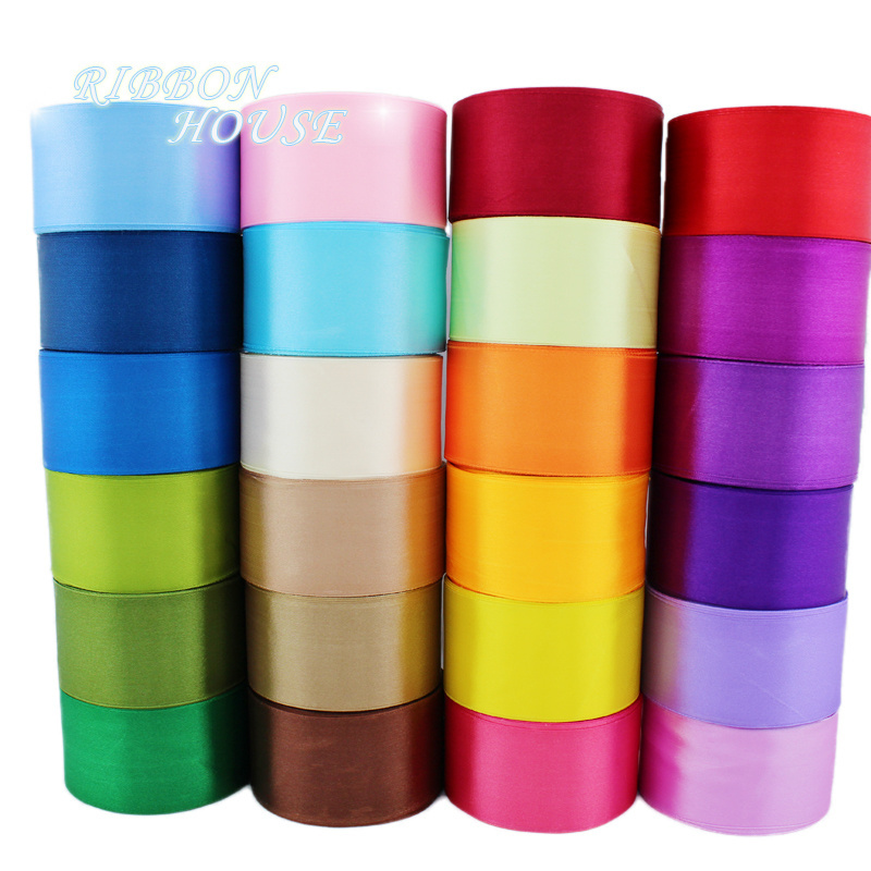 (25 yards/roll) 2'' (50mm) Single Face High Quality Wholesale Satin Ribbon Webbing Decoration Gift Christmas Ribbons