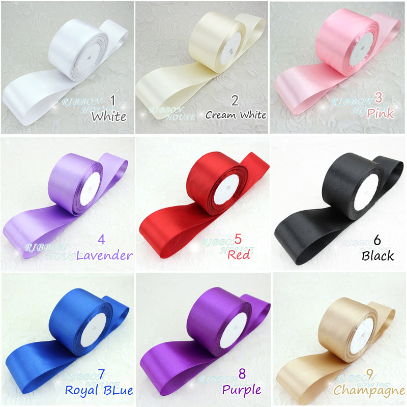 (25 yards/roll) 2'' (50mm) Single Face High Quality Wholesale Satin Ribbon Webbing Decoration Gift Christmas Ribbons