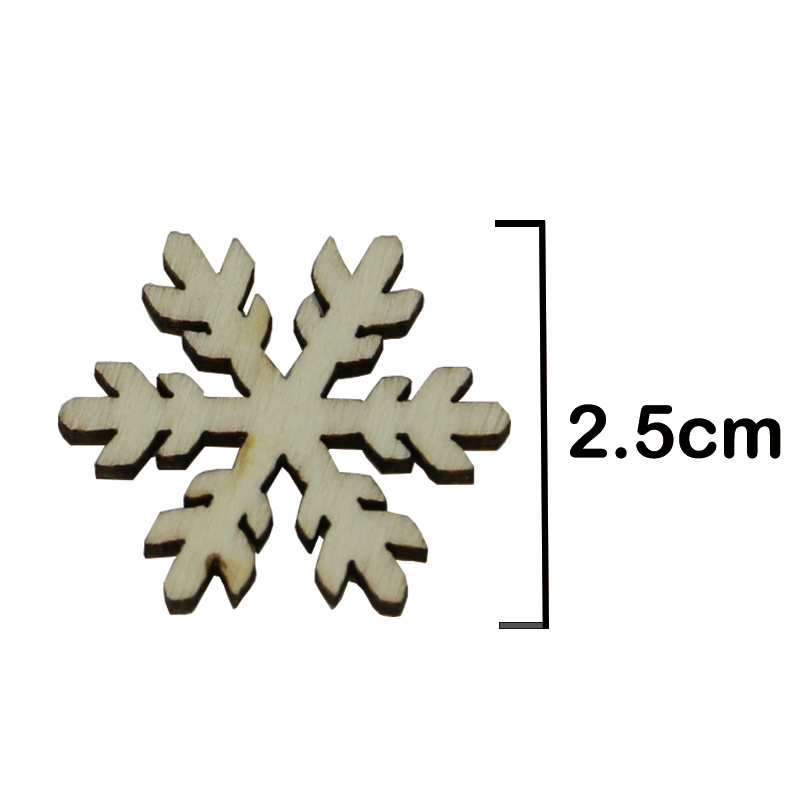 (100pcs/pack) 25mm 1''  Wooden Shape Snowflakes Mix Christmas Tree Ornaments Pendants Snowflakes New Year Decor For Home