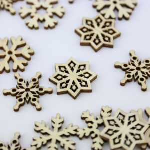 (100pcs/pack) 25mm 1''  Wooden Shape Snowflakes Mix Christmas Tree Ornaments Pendants Snowflakes New Year Decor For Home