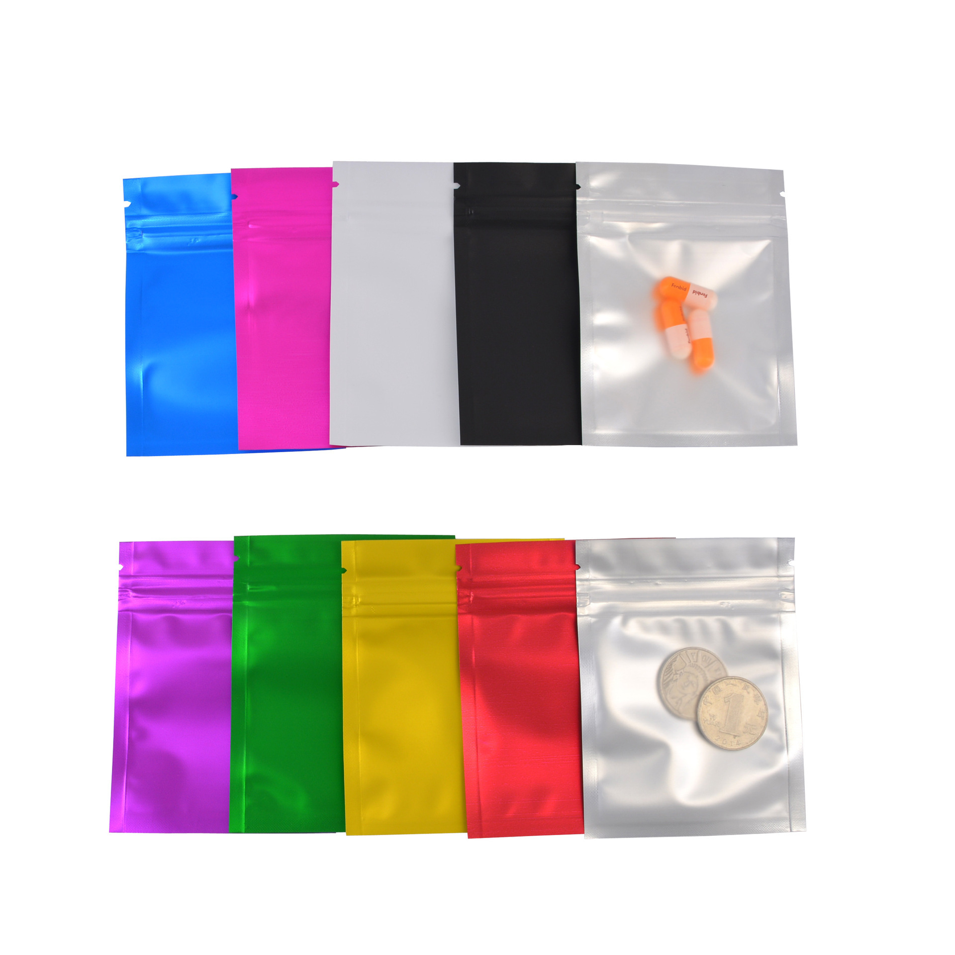 44# Mylar Zip lock Bag Smell Proof Food Storage Metallic Foil Airtight Bags Front Clear Plastic Candy Packaging Pouch