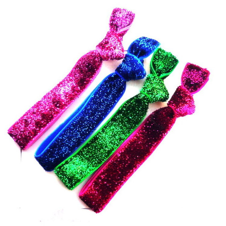 Custom 1 Inch Stretch Glitter Elastic Metallic Velvet Ribbons