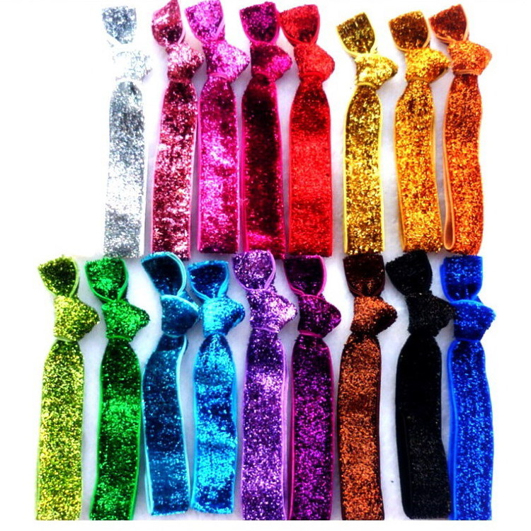 Custom 1 Inch Stretch Glitter Elastic Metallic Velvet Ribbons