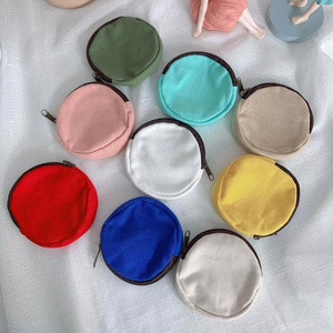 Round change circle female small mini canvas DIY mini coin purse