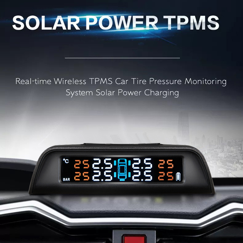 Universal Wireless Solar Built-in Sensor  Tire Pressure Monitoring with LCD Display Digital