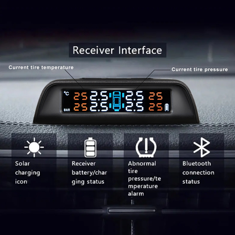 Universal Wireless Solar Built-in Sensor  Tire Pressure Monitoring with LCD Display Digital