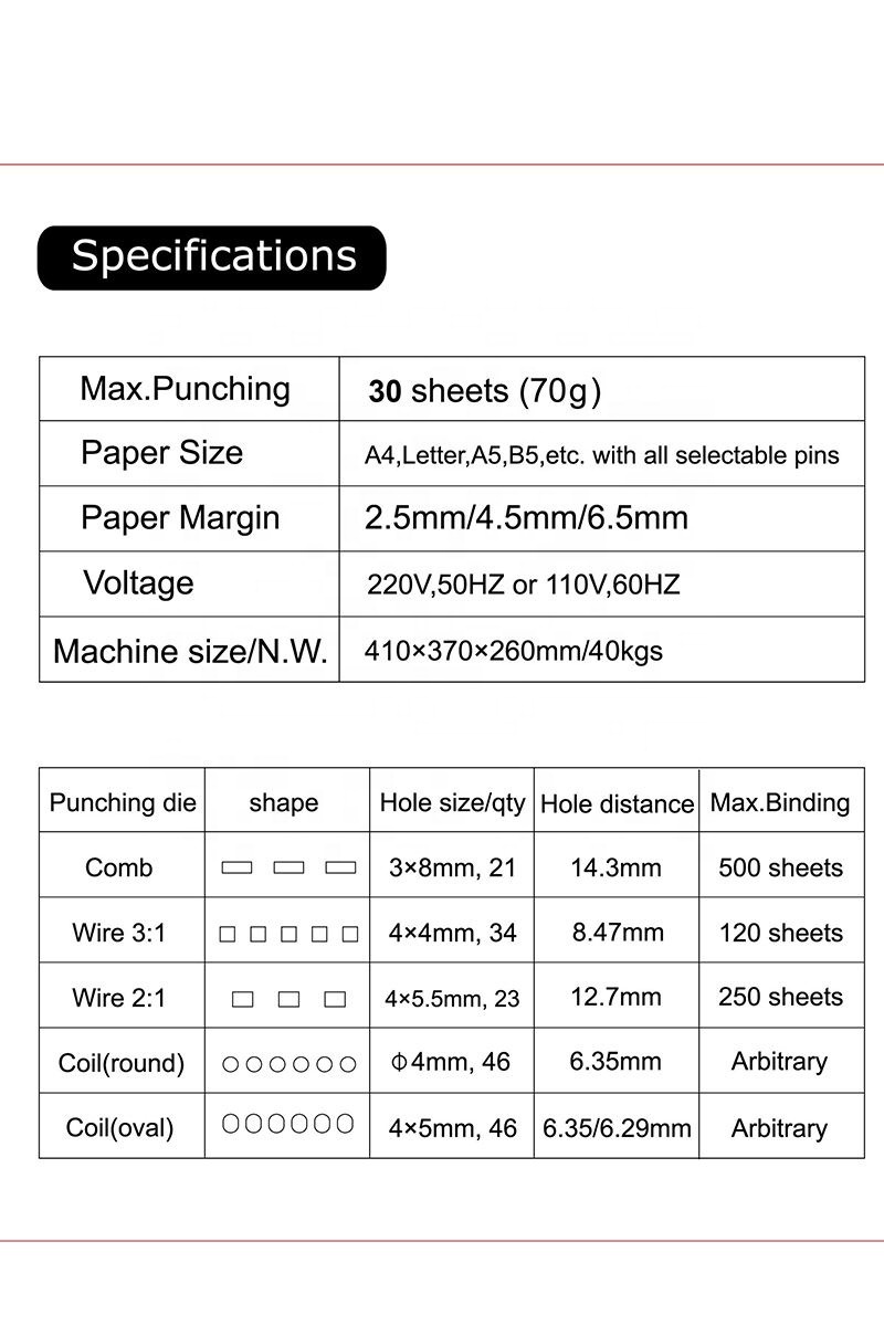 6918 Four molds Book Binding Machine Wire Spiral Binder Punching Binding Machine Coil Comb Binder Machine