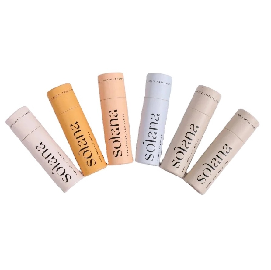 Brand Design Biodegradable Packaging Cardboard Push Up Lipbalm Lip Stick Deodorant Kraft Paper Tube