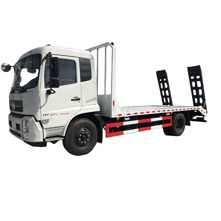 Tow truck wrecker Dongfeng 4x2 10ton low flatbed Mini excavator machinery transportation tow truck for sale