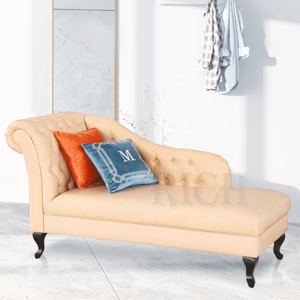 tufted chaise longue modern design leather chaise lounge sofa chair for living room European luxury tufted chaise lounge