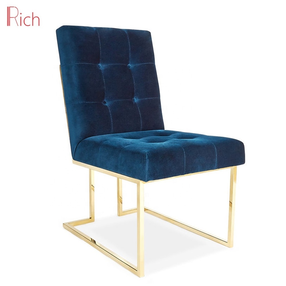 Foshan Home Furniture Beige Fabric Upholstery Leisure Chair Polished Gold Frame Dinning Room Goldfinger Chair