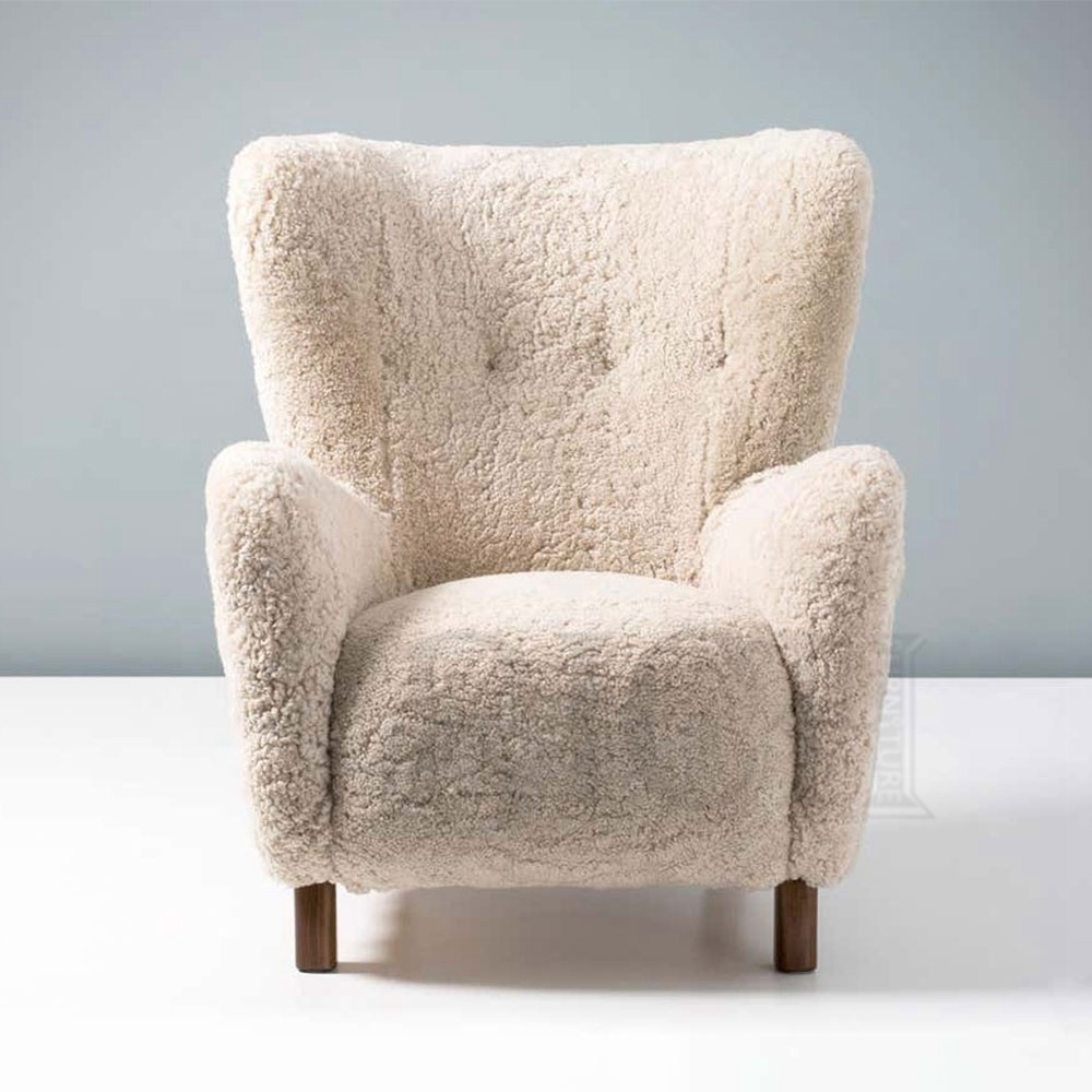 fauteuil salon upholstered accent occasional chairs with arms sherpa armchair sheepskin lamb skin shearling accent chair