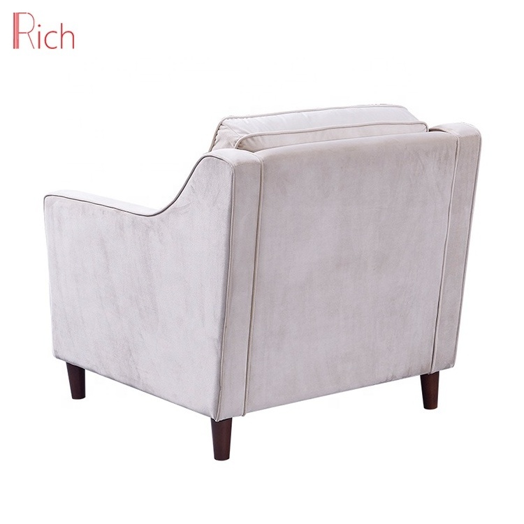 French Modern Furniture One Seater Sofa Fancy Living Room White Fabric Accent Chairs With Arms