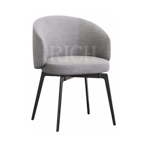 fabric Nordic restaurant dinning chair strong single dining chairs with arm black legs kitchen gray dining chair