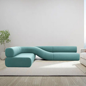 Modern unique shaped sofa creative office corner wall corner L shape fabric Long irregular twist pink corner sofa