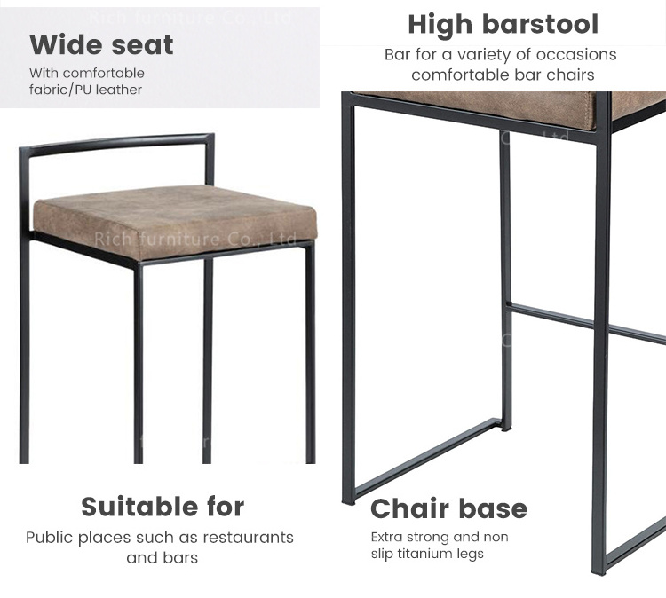 restaurant modern high bar stools commercial furniture counter stool heavy duty barstool metal legs armless bar chairs