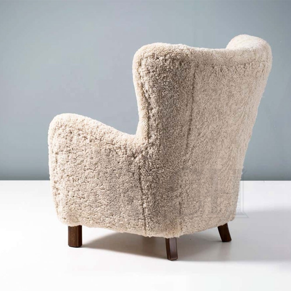 fauteuil salon upholstered accent occasional chairs with arms sherpa armchair sheepskin lamb skin shearling accent chair